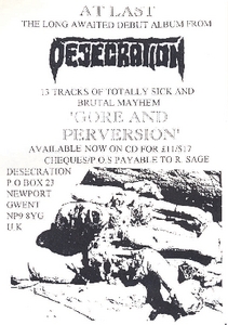 Gore and Perversion by Desecration, released 1995 - CLOK - Central